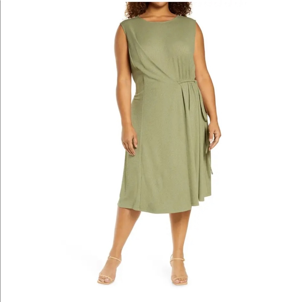 Maggy London Olive Draped Sleeveless Dress